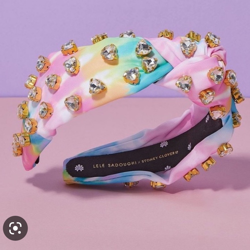Stoney Clover x Lele Sadoughi Crystal Hearts Headband